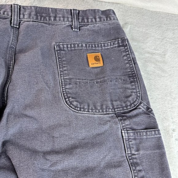 Carhartt Men's Loose Fit Washed Duck Gray Utility Work Pant Bungaree Fit 40x32 - Picture 2 of 8